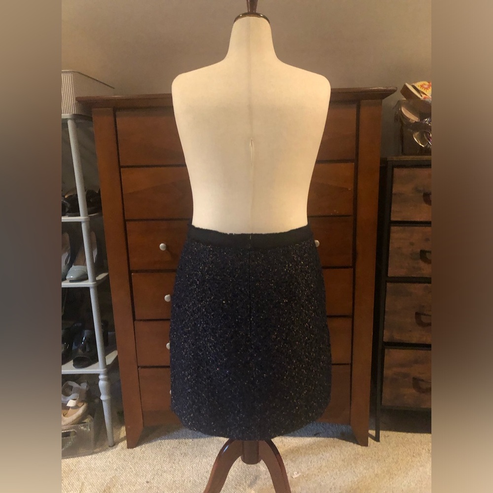 Ann Taylor Navy Tweed Mini Skirt with Metallic Thread - Picture 4 of 10